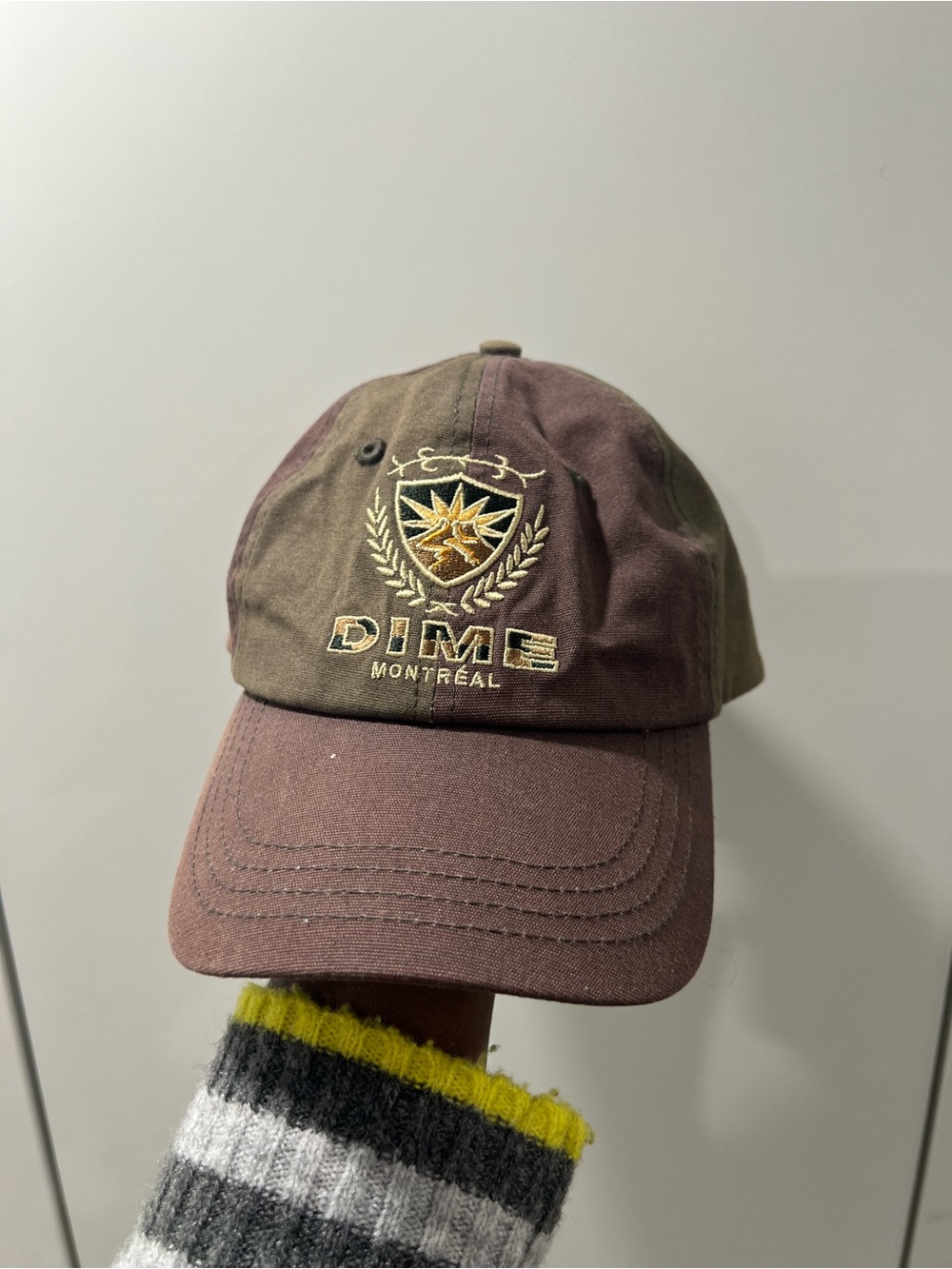 DIME Montréal Embroidered Crest Baseball Cap - Olive & Brown